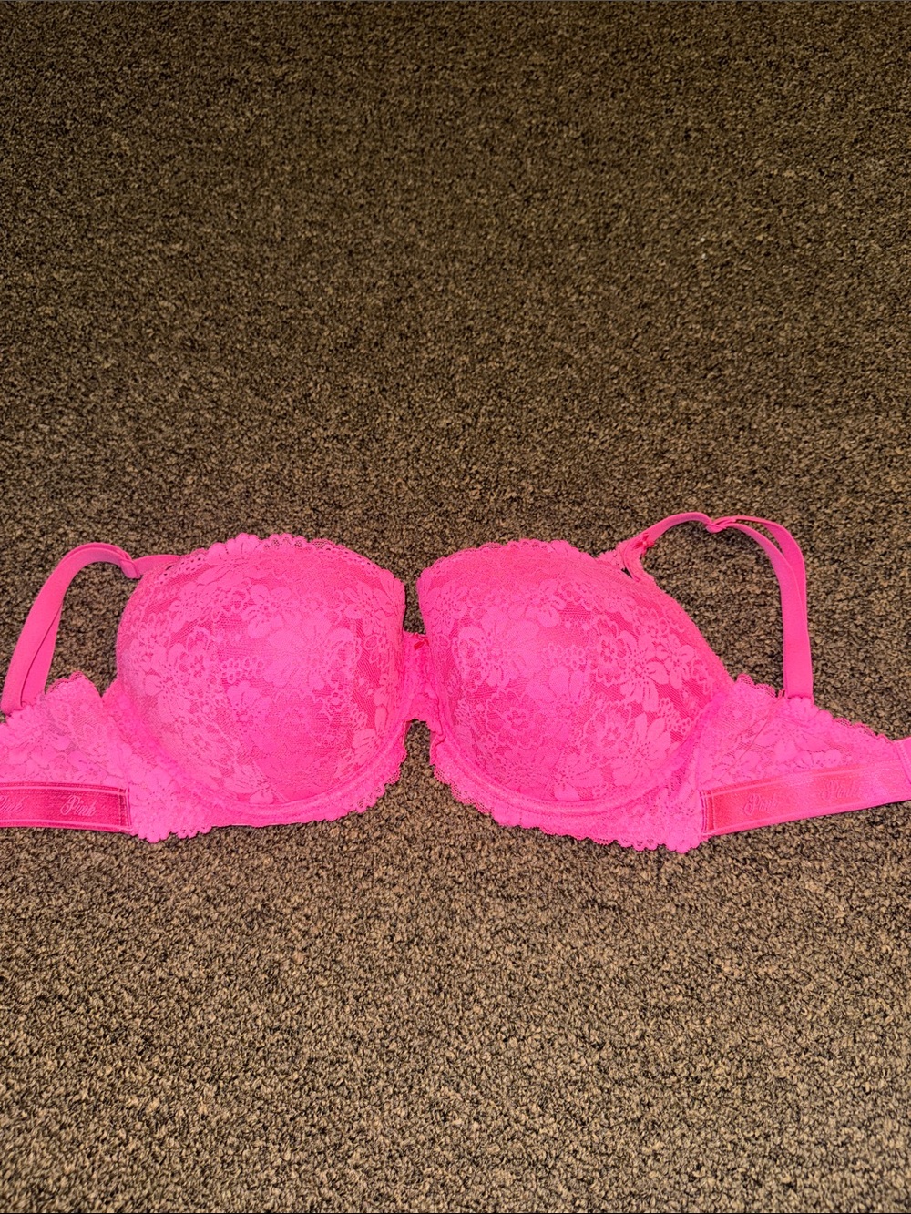 Victoria's Secret Neon Pink Lace Push-Up Bra